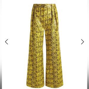 Alice + Olivia Yellow Snake Print Wide Leg Pants